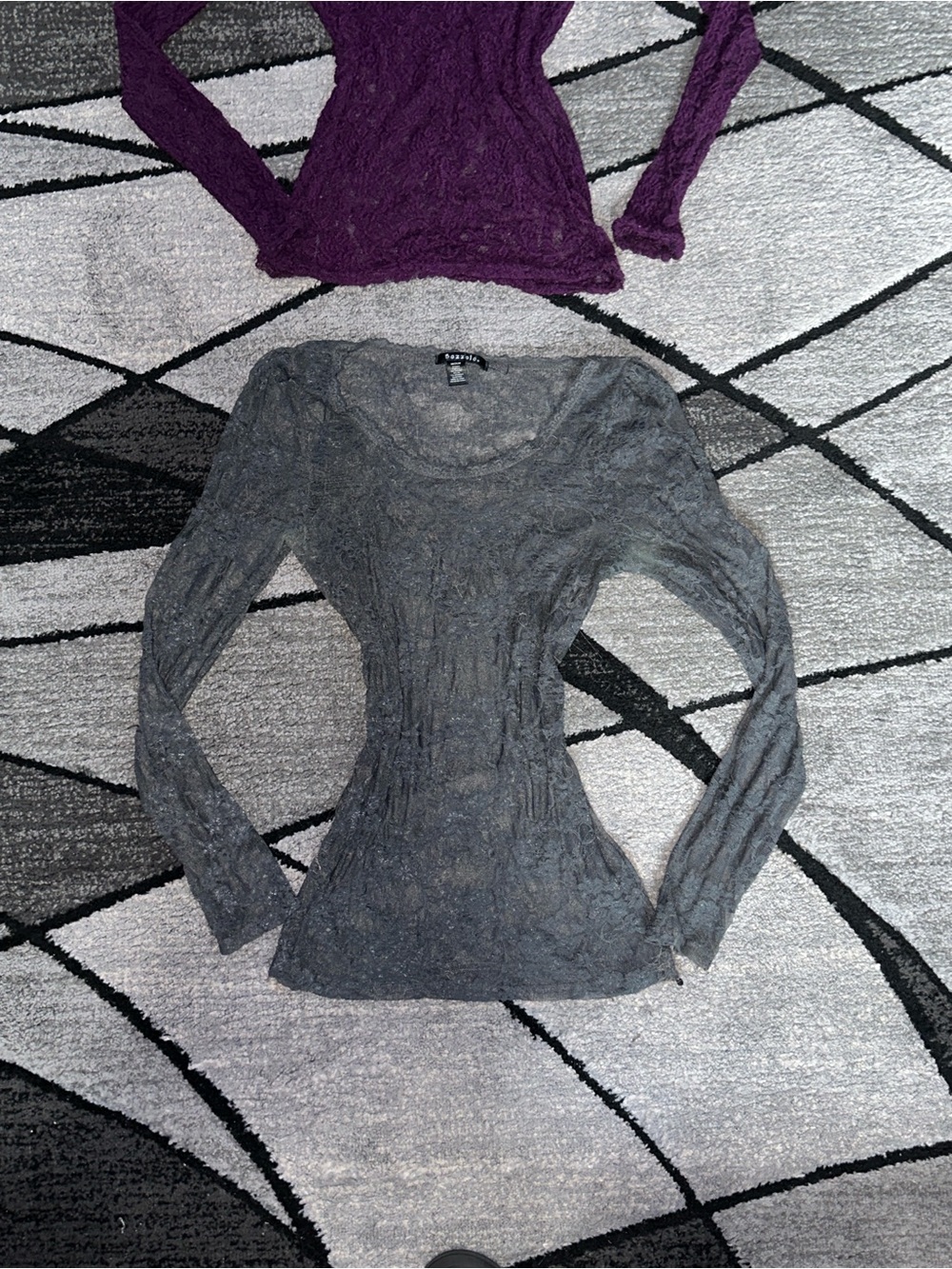 Bozzolo Gray Scoop-Neck Cable Knit Top